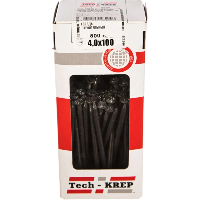 Гвозди строительный 4,0х100 (800 г) - коробка с ок Tech-Krep/Zitar  102008