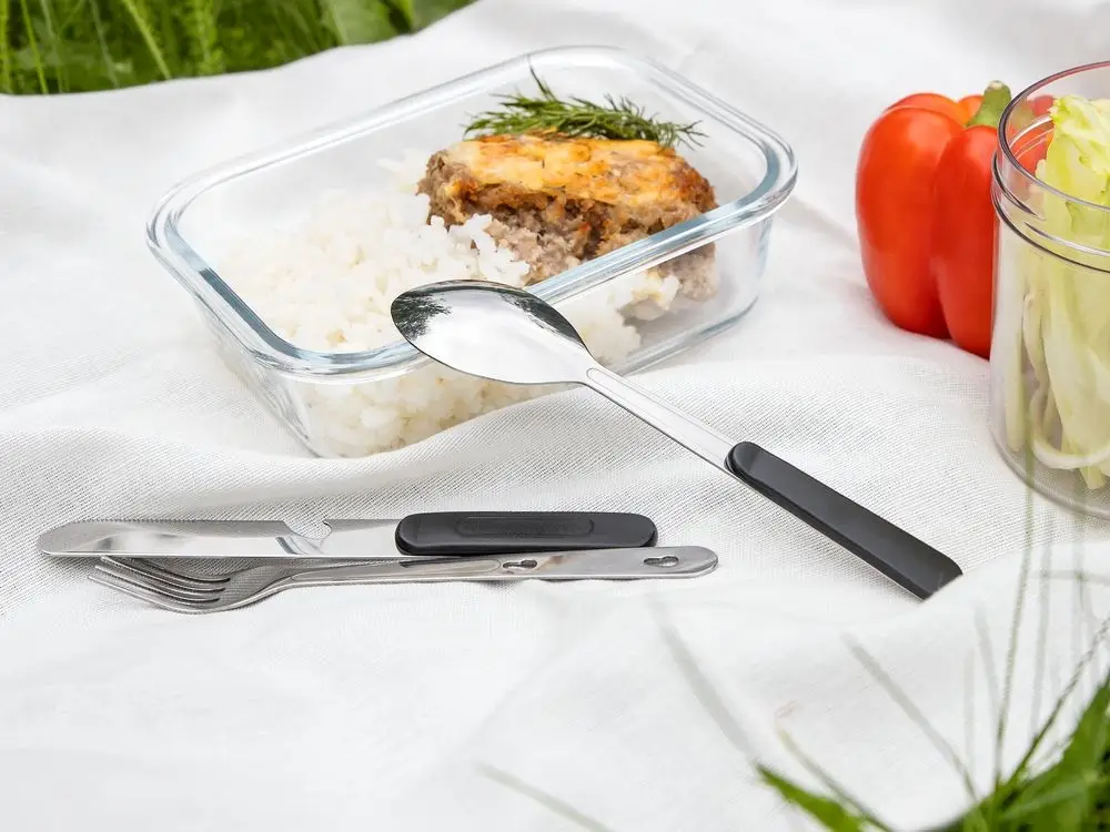 Набор походных столовых приборов Campsite, черный