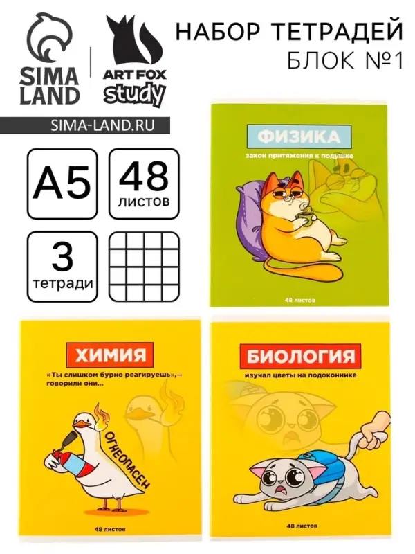 Тетради предметные, 48 л., А5, набор из 3 шт. &laquo;Персонажи&raquo;