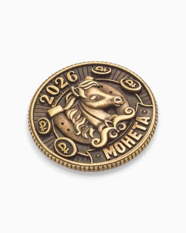 Монета новогодняя сувенирная «Богатства» акварель, латунь, диам 2.5см