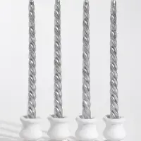 Набор свечей витых, 1.7&times;25 см, 4 шт., полоска, серебро