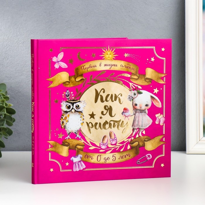 Фотоальбом Фотоальбом "Первый в жизни альбом. Как я расту. От 0 до 5 лет (для девочек)" 23х23 см