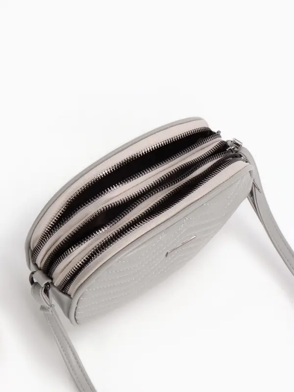 Сумка женская кросс-боди на молнии, 19&times;7&times;15 см, серая