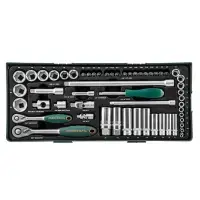 Набор головок торцевых стандартных и глубоких 1/4" и 3/8"DR в ложементе, 4-24 мм, 57 предметов, Jonn
