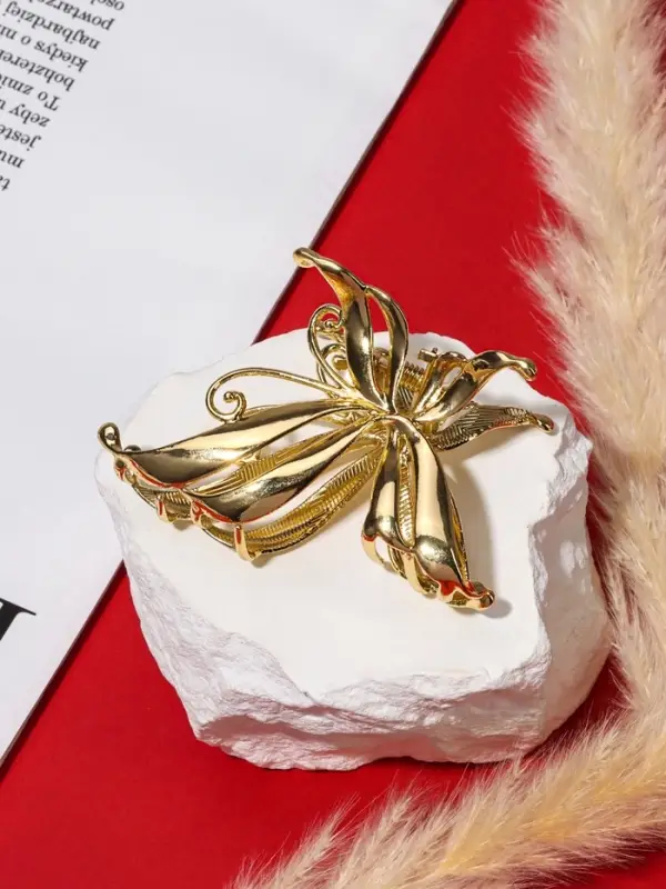 Крабик для волос &laquo;Анисия&raquo;, бабочка, 6.5 см, золотистый