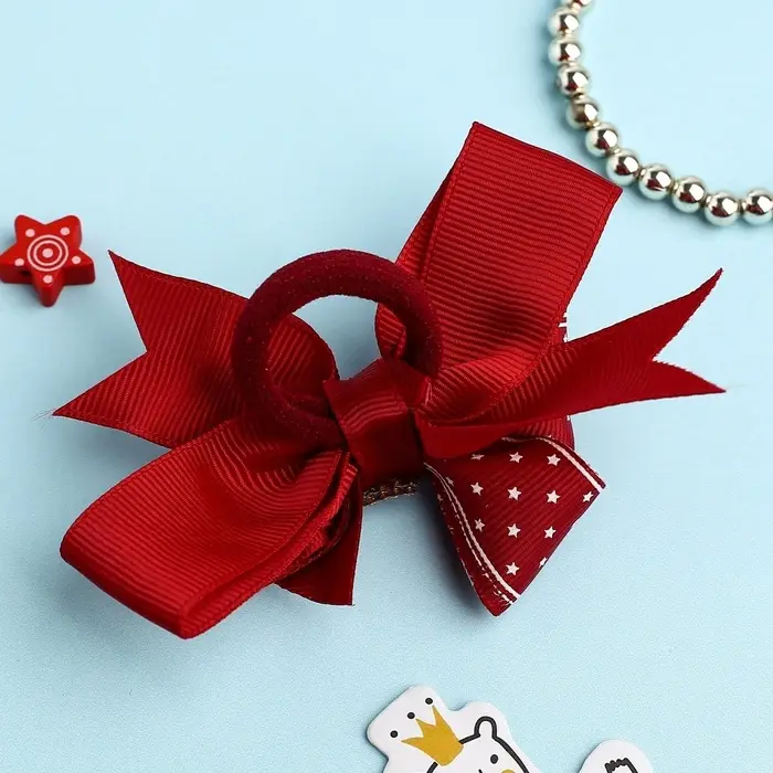 Бант для волос на резинке &laquo;Школьница&raquo;, звезда, 12 см, красный