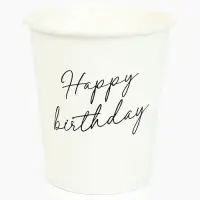 Стакан одноразовый бумажный «Happy Birthday», белый 250 мл