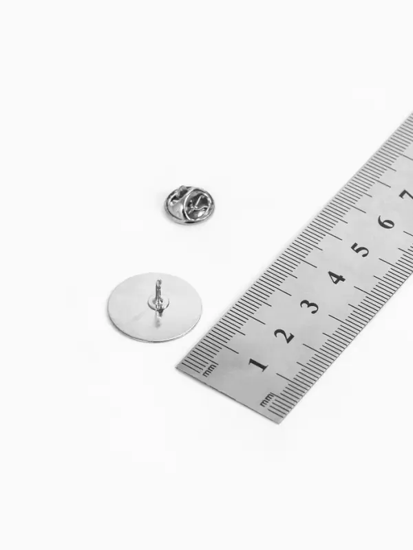 Основа для броши/значка круглая, (набор 5 шт.), площадка 2 см, цвет серебро