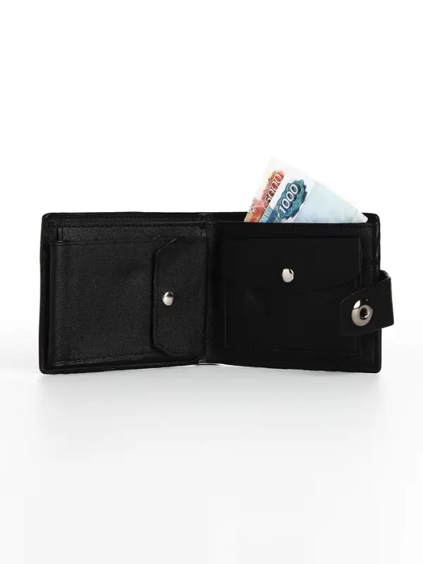 Портмоне мужское &laquo;Сахир&raquo;, на магните, отдел для купюр, для карт, для монет, чёрное