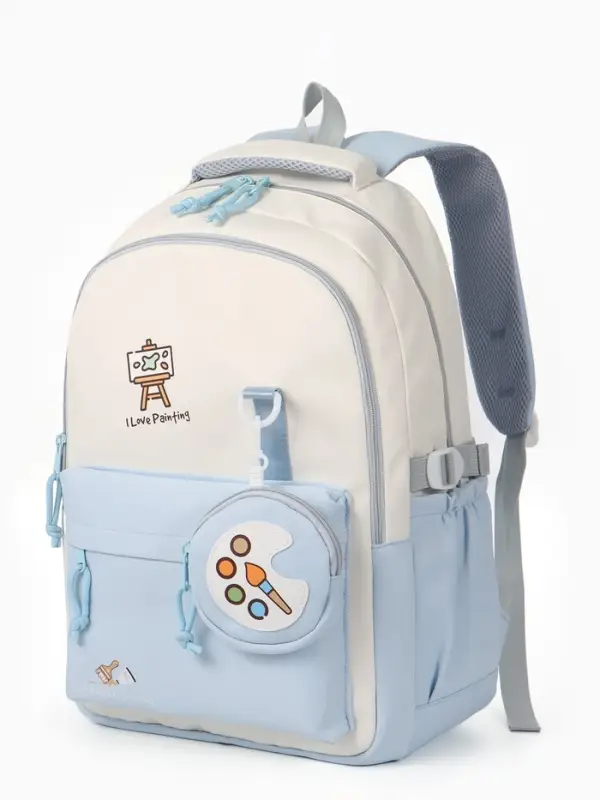 Рюкзак 33*14*43 см, 2 отд, 4 н/карм, +Кошелек, Рисунок, голубой/белый