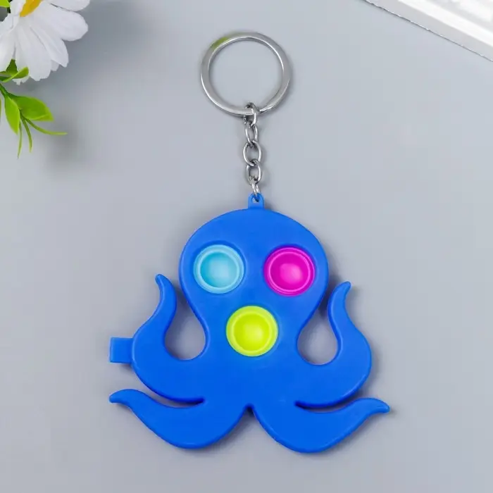 Брелок резина антистресс (бесконечная пупырка) Брелок резина антистресс (бесконечная пупырка) "Синий осьминог" МИКС 9х8,5 см