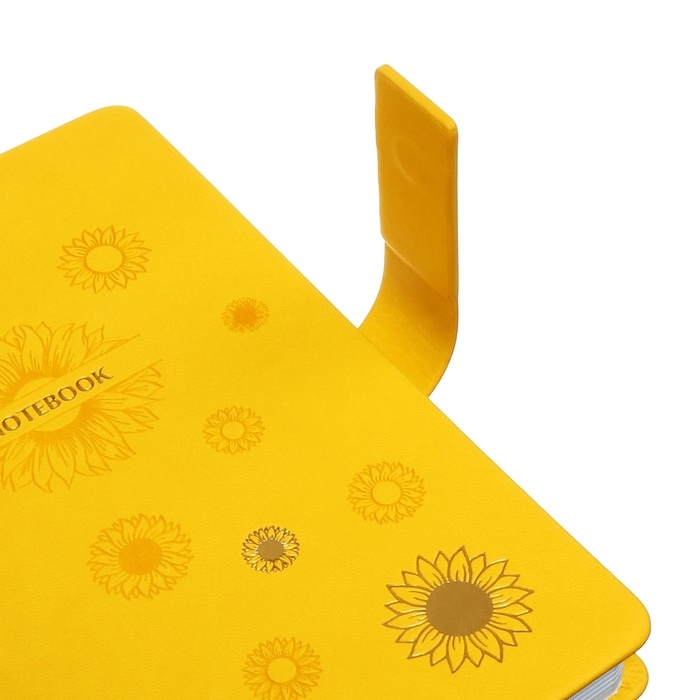 Ежедневник недатированный, А5, 140л, клетка, обл.кожзам, с хлястиком, Цветы, желтый Ежедневник недатированный, А5, 140л, клетка, обл.кожзам, с хлястиком, Цветы, желтый