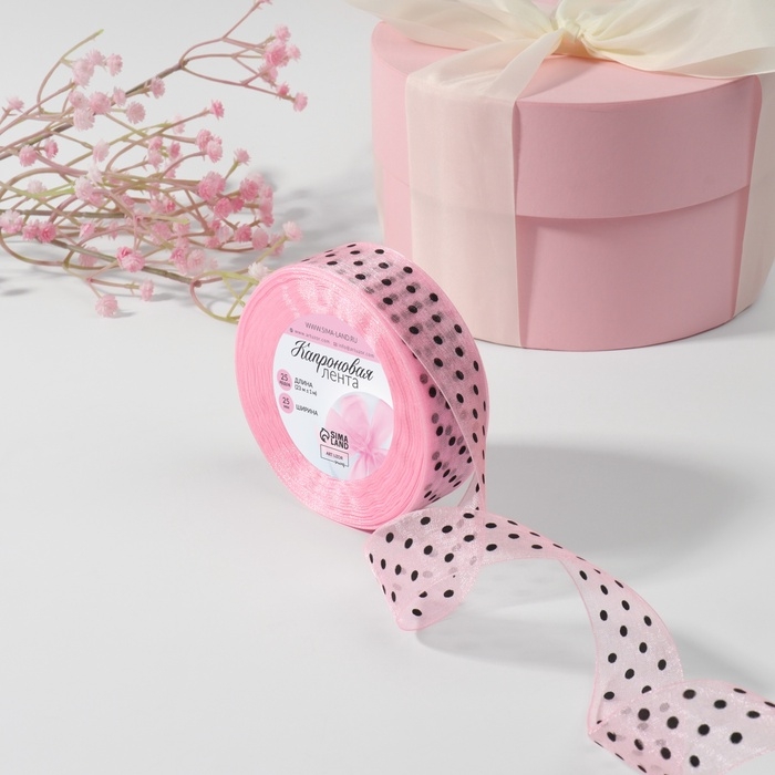 Лента капроновая «Горох», 25 мм, 23 ± 1 м, цвет розовый Лента капроновая «Горох», 25 мм, 23 ± 1 м, цвет розовый