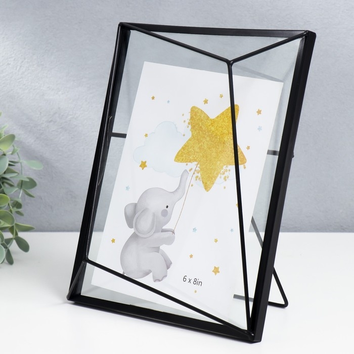 Фоторамка металл на 1 фото 15х20 см  Фоторамка металл на 1 фото 15х20 см "Лофт. Преломление углов" чёрная 25х20х5 см