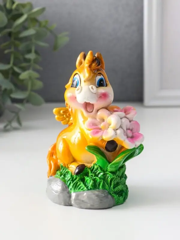 Копилка полистоун Копилка полистоун "Лошадка с цветами" 5,5х8х12,5 см