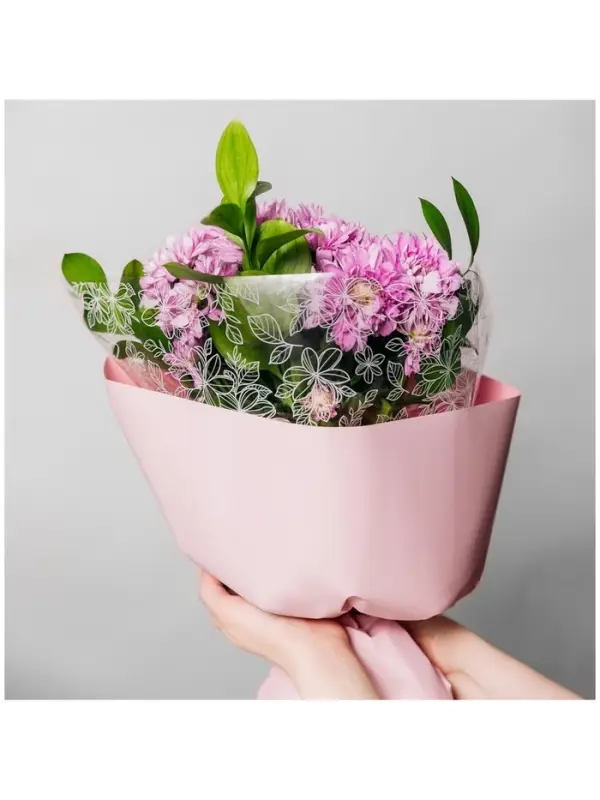 Плёнка для цветов упаковочная глянцевая прозрачная &laquo;Цветы&raquo;, белая, 0.6&times;10 м