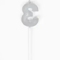 Свеча для торта &laquo;Элемент&raquo;, цифра "3" серебро