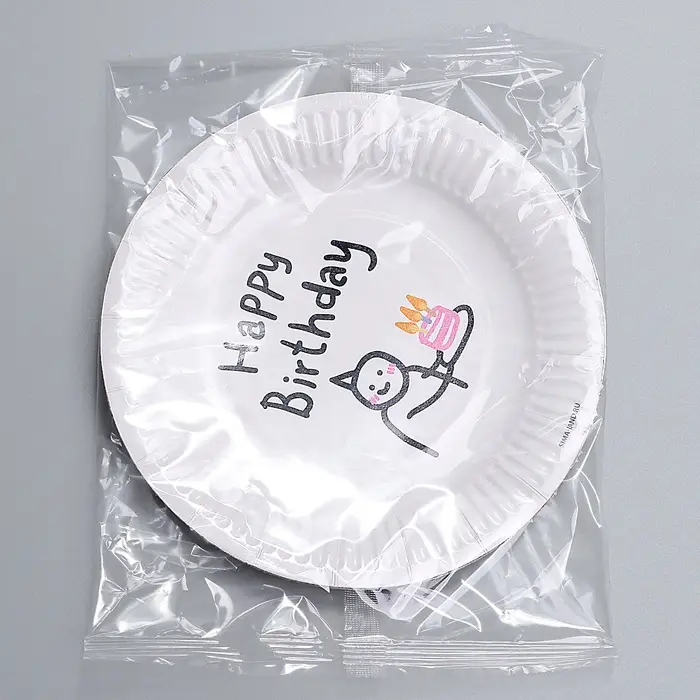 Тарелка одноразовая бумажная «С днём рождения», 18 см