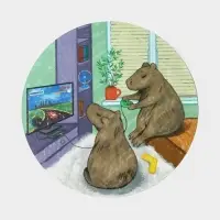 Салфетки сервировочные кухонных Доляна &laquo;Капибары геймеры&raquo;, d=36 см, 2 шт., настольное покрытие