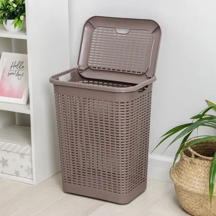 Корзина бельевая, 50 л, 42&times;31&times;56 см, с крышкой, МИКС