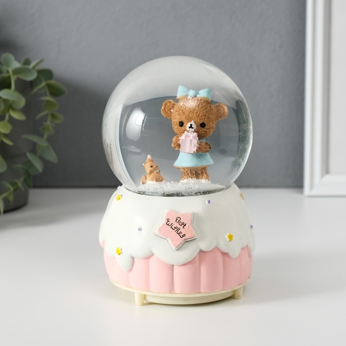 Сувенир полистоун водяной шар свет, музыка Сувенир полистоун водяной шар свет, музыка "Мишка и торт" МИКС 10,2х10,2х15,8 см