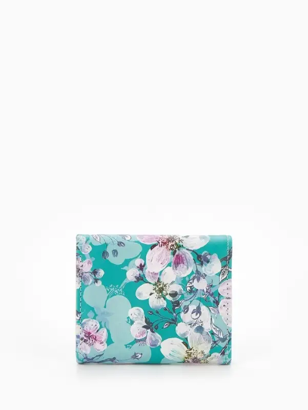 Кошелёк женский на кнопке, 10.5&times;2.5&times;8.5 см, с цветочным принтом, бирюзовый