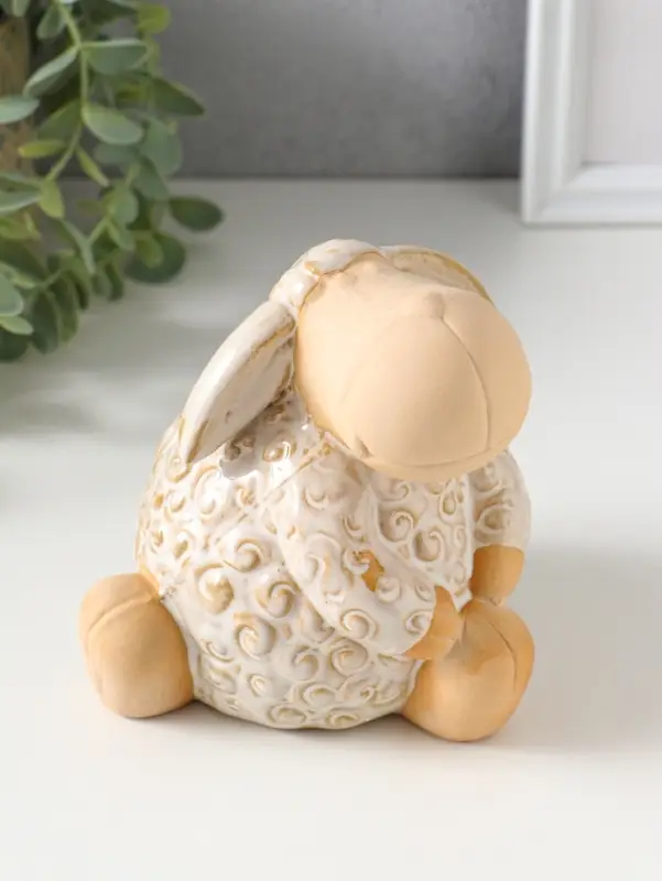 Копилка для денег керамика &laquo;Кудряш бараш&raquo;, беж, 11.6&times;11.5&times;12 см