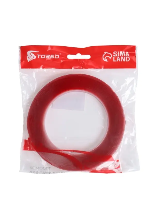 Клейкая лента TORSO, прозрачная, двусторонняя, акриловая, 8 мм &times; 7 м