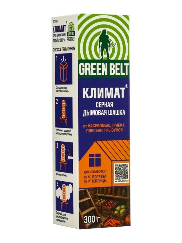 Серная дымовая шашка Климат для дезинфекции погребов и подвалов, 300 г