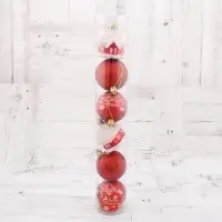 Ёлочные игрушки &laquo;Праздник&raquo;, d=6 см, набор 6 шт. (4 шара, 2 домика), красные