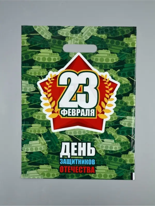 Пакет подарочный &laquo;23 февраля&raquo;, полиэтиленовый с вырубной ручкой, 30&times;40 см, 50 мк