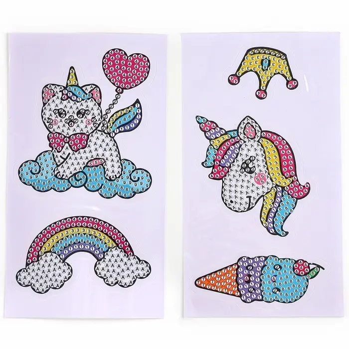 Алмазная мозаика 4в1 для детей. Создание стикеров, магнитов, брелоков и картины &laquo;Сказочные Единорожки&raquo;, набор для творчества