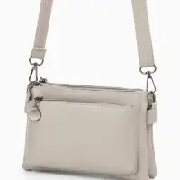 Сумка женская кросс-боди на молнии, 20.5&times;2&times;13 см, серая
