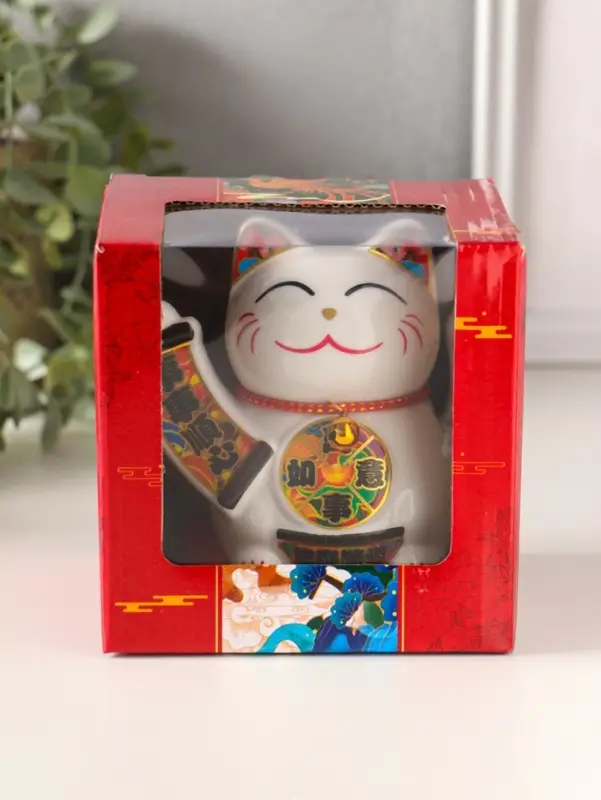 Маятник керамика от солнечной батареи "Манэки-нэко счастливый барабан" 10х11х10,8 см