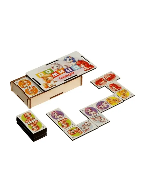 Домино деревянное Задира-плюс &laquo;Лошадки&raquo;, 6&times;3 см