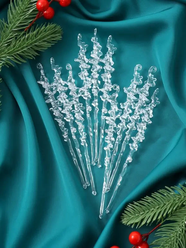 Украшение ёлочное «Сосулька люкс» (набор 10 шт) морозец, 14х1,5 см, прозрачный Украшение ёлочное «Сосулька люкс» (набор 10 шт) морозец, 14х1,5 см, прозрачный