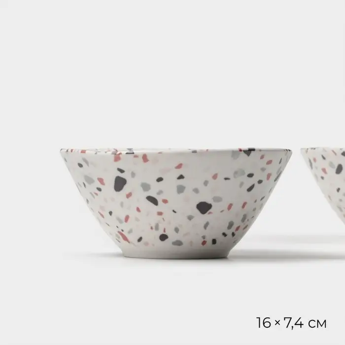 Салатники Magistro Terazzo, 700 мл, 16&times;7.4 см, набор 2 шт., фарфор, белые