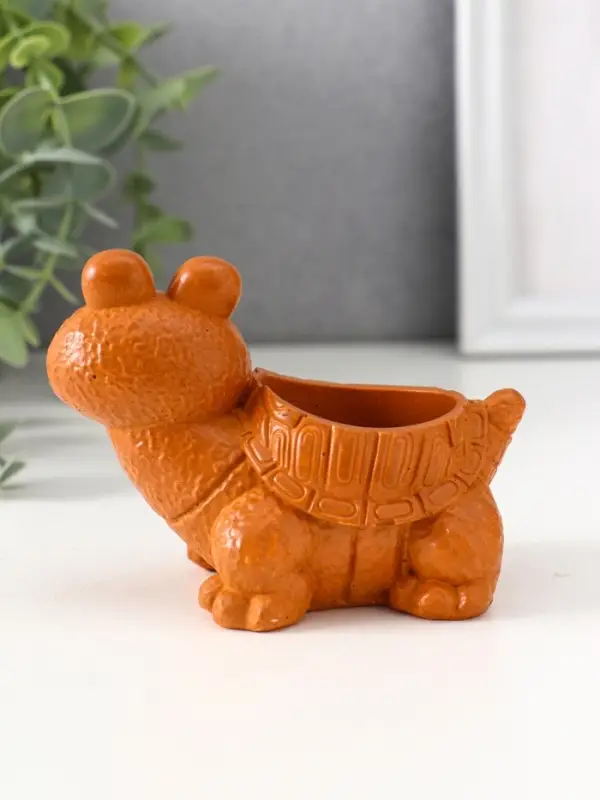 Фигура с подставкой для мелочей «Черепаха», 7.5×10×6 см, красная глина