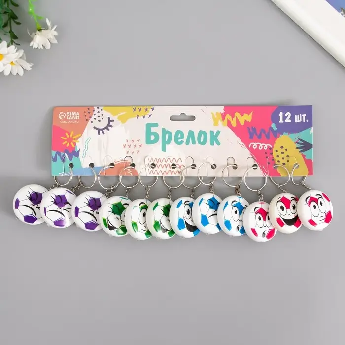 Фонарик брелок для ключей на кольце «Футбольный мяч смайл», светится, 4×4×1 см, МИКС Фонарик брелок для ключей на кольце «Футбольный мяч смайл», светится, 4×4×1 см, МИКС