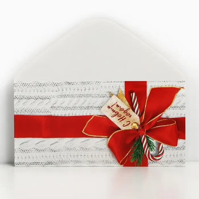 Конверт для денег без эффектов «С Новым годом», бант, 16.5 х 8 см Конверт для денег без эффектов «С Новым годом», бант, 16.5 х 8 см