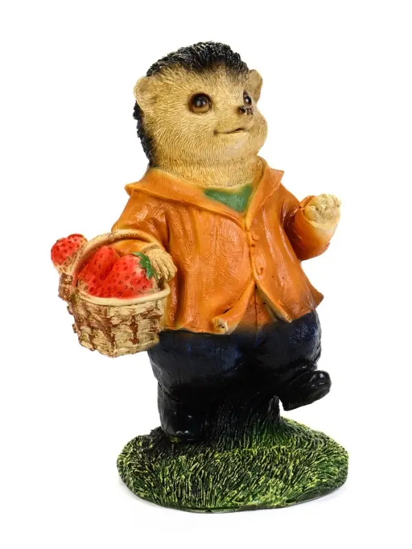 Садовая Фигура из полистоуна &laquo;Ёжик с клубникой&raquo;, 23&times;12&times;12 см