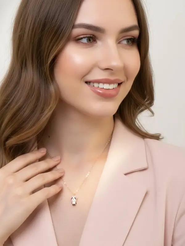 Кулон на цепочке &laquo;Прелесть&raquo;, панда милый, бело-чёрный в золоте, 40 см