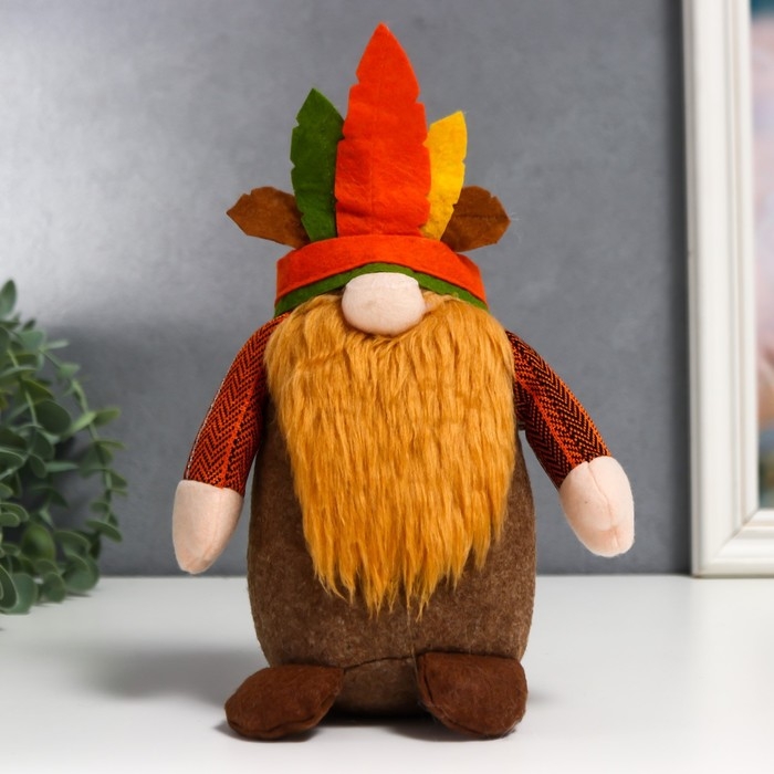 Кукла интерьерная Кукла интерьерная "Гном-индеец" 25х7х9 см