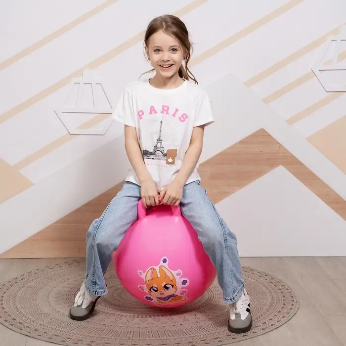 Мяч - прыгун с ручкой ONLYTOP &laquo;Корги&raquo;, d=45 см, розовый