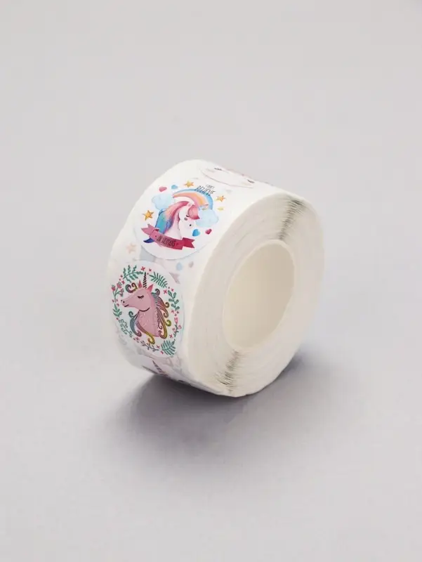 Наклейки в рулоне &laquo;Единорожки&raquo;, 500 шт., 2.5&times;2.5 см