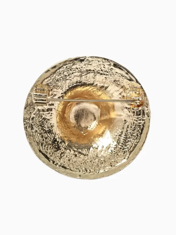 Брошь &laquo;Шляпа&raquo; с цветком, цветная в черненом золоте