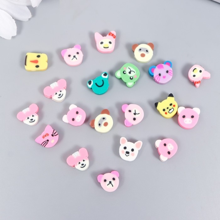 Бусины для творчества PVC Бусины для творчества PVC "Мордочки зверят" МИКС набор 20 шт 1х1х1 см