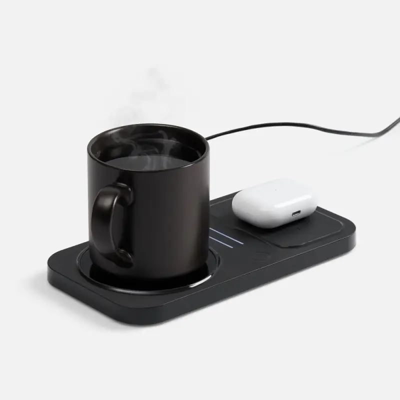 Беспроводное зарядное устройство с подогревом кружки Hot Task, черное Беспроводное зарядное устройство с подогревом кружки Hot Task, черное