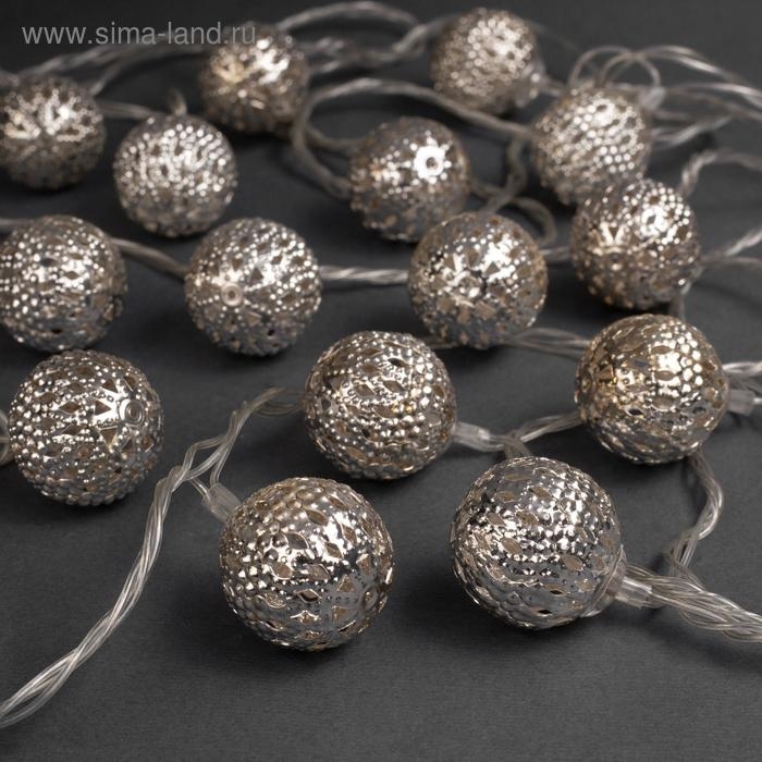 Гирлянда «Нить» 4 м с насадками «Шарик с узором», IP20, прозрачная нить, 20 LED, свечение белое, 8 режимов, 220 В Гирлянда «Нить» 4 м с насадками «Шарик с узором», IP20, прозрачная нить, 20 LED, свечение белое, 8 режимов, 220 В