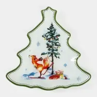 Блюдо сервировочное ёлочка "Зверьки в лесу" 24,5х24,7х2 см Блюдо сервировочное ёлочка "Зверьки в лесу" 24,5х24,7х2 см